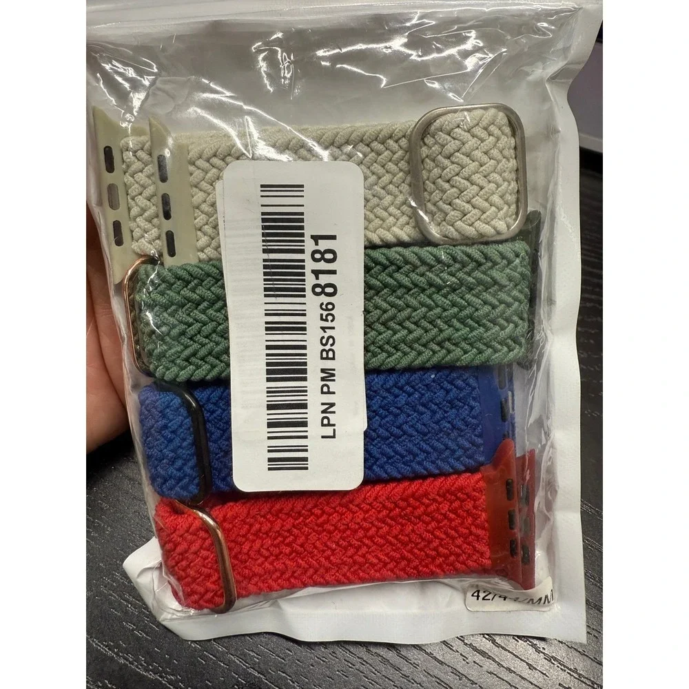 Pack of 4 DaQin Braided Solo Loop for Apple Watch 42-49mm (S3) Colors in 2nd Pic